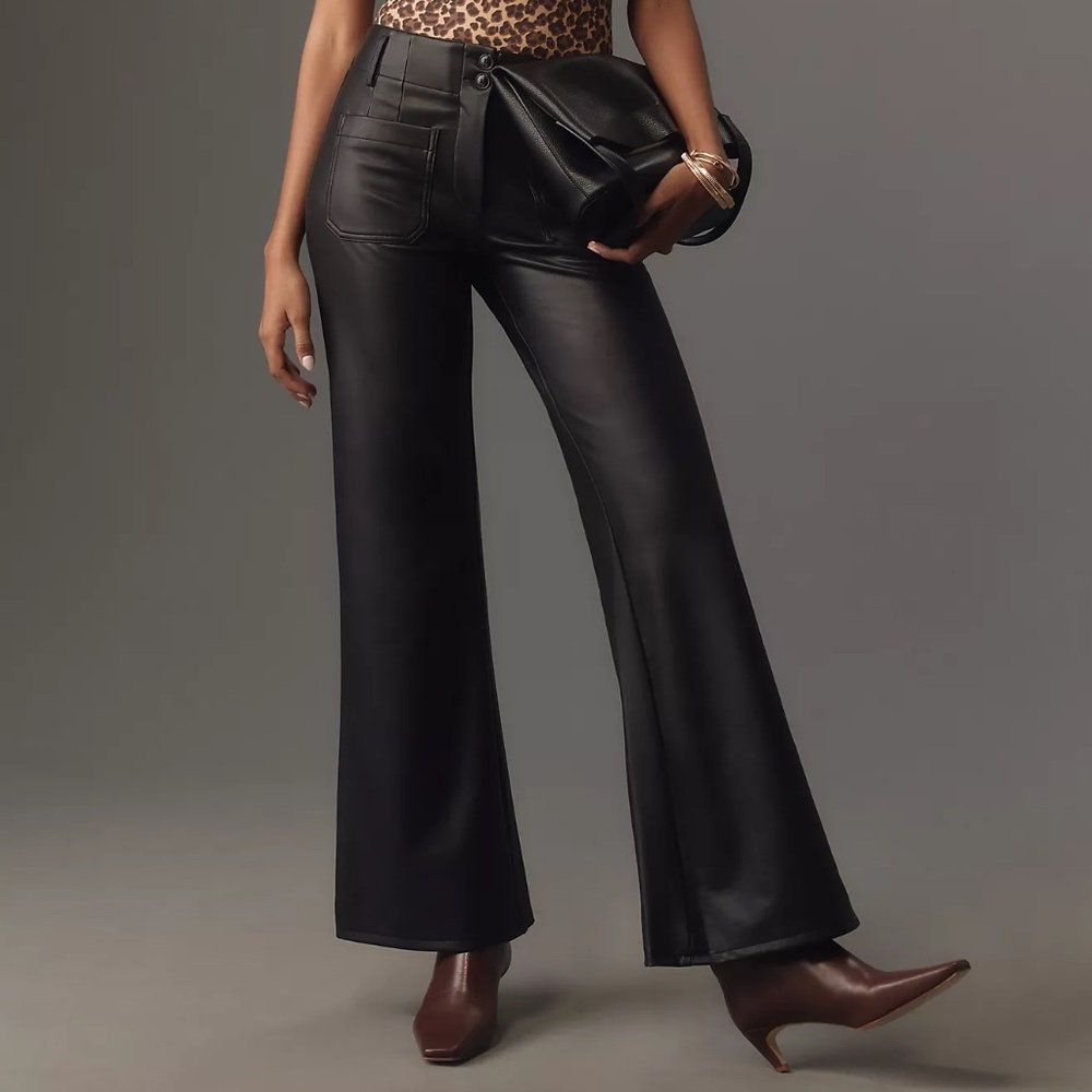 ANTHROPOLOGIE The Junie High-Rise Flare Pants: Faux-Leather - NWT ($148 Retail)